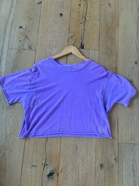 Free People Purple Cropped Short Sleeve Inspire Tee